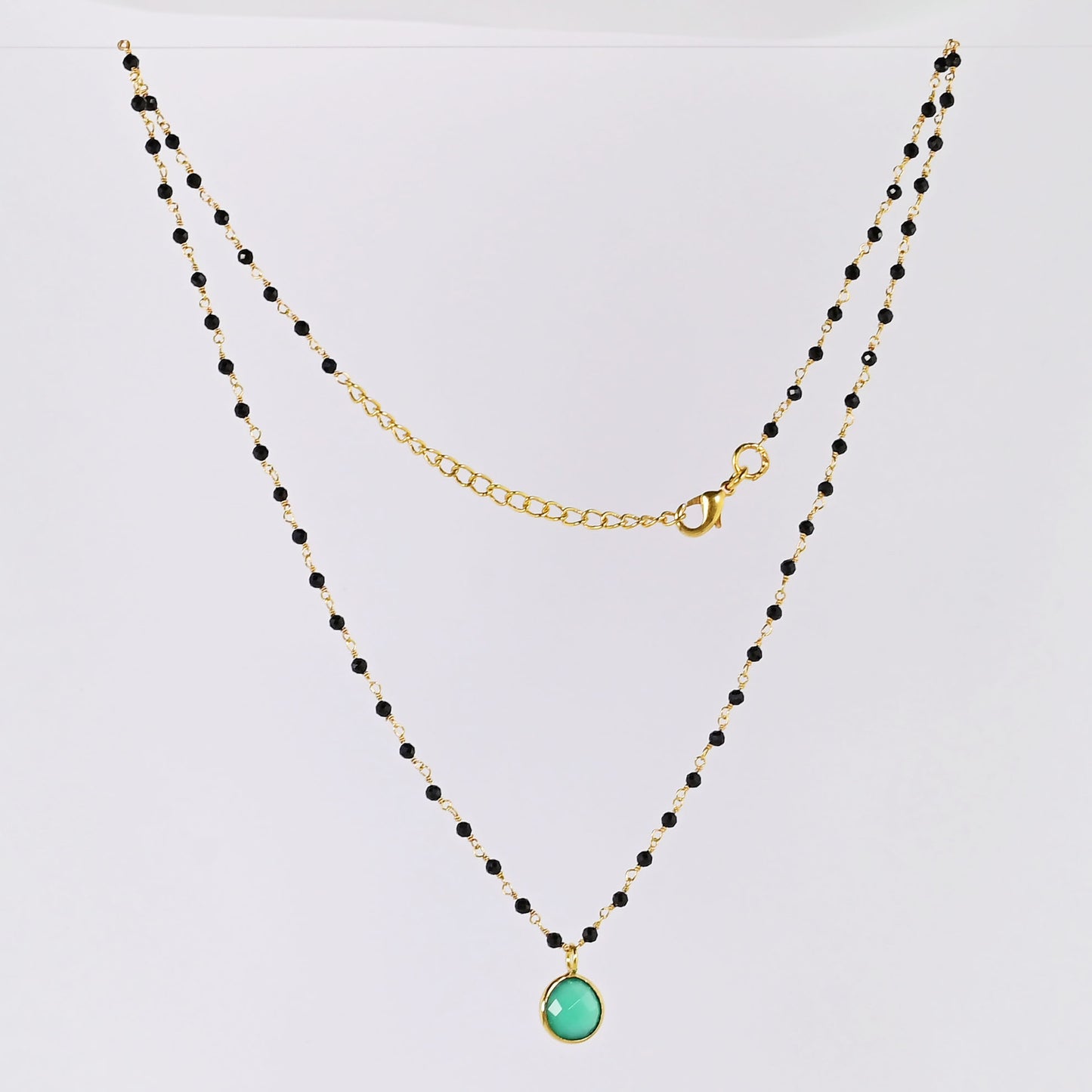 Euro Gold Assorted Gemstones 45 cm plus 5 cm extender chain Necklace A1.