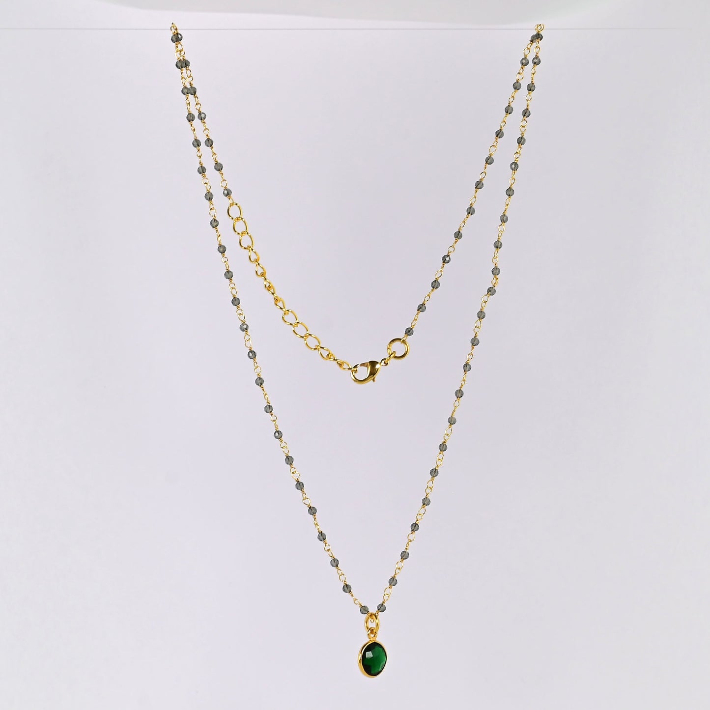 Euro Gold Assorted Gemstones 45 cm plus 5 cm extender chain Necklace A1.