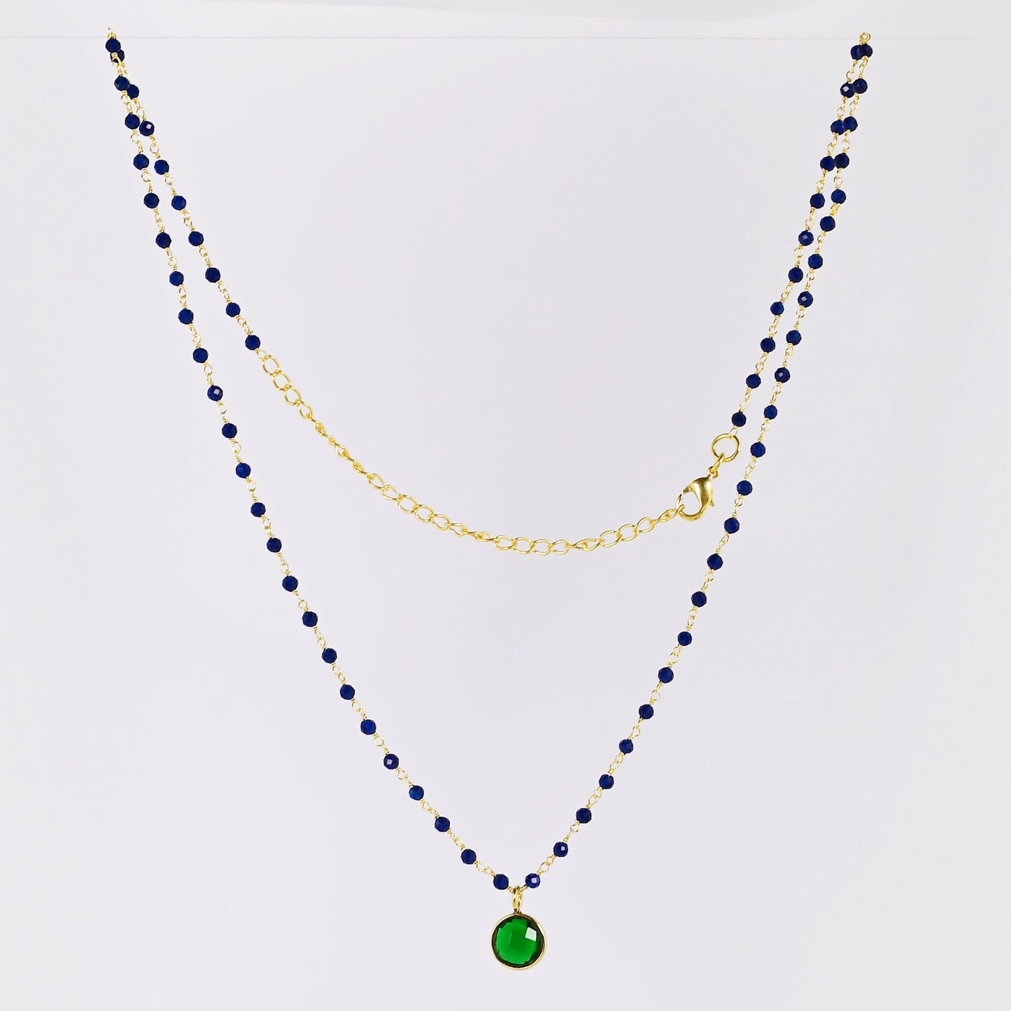 Euro Gold Assorted Gemstones 45 cm plus 5 cm extender chain Necklace A1.