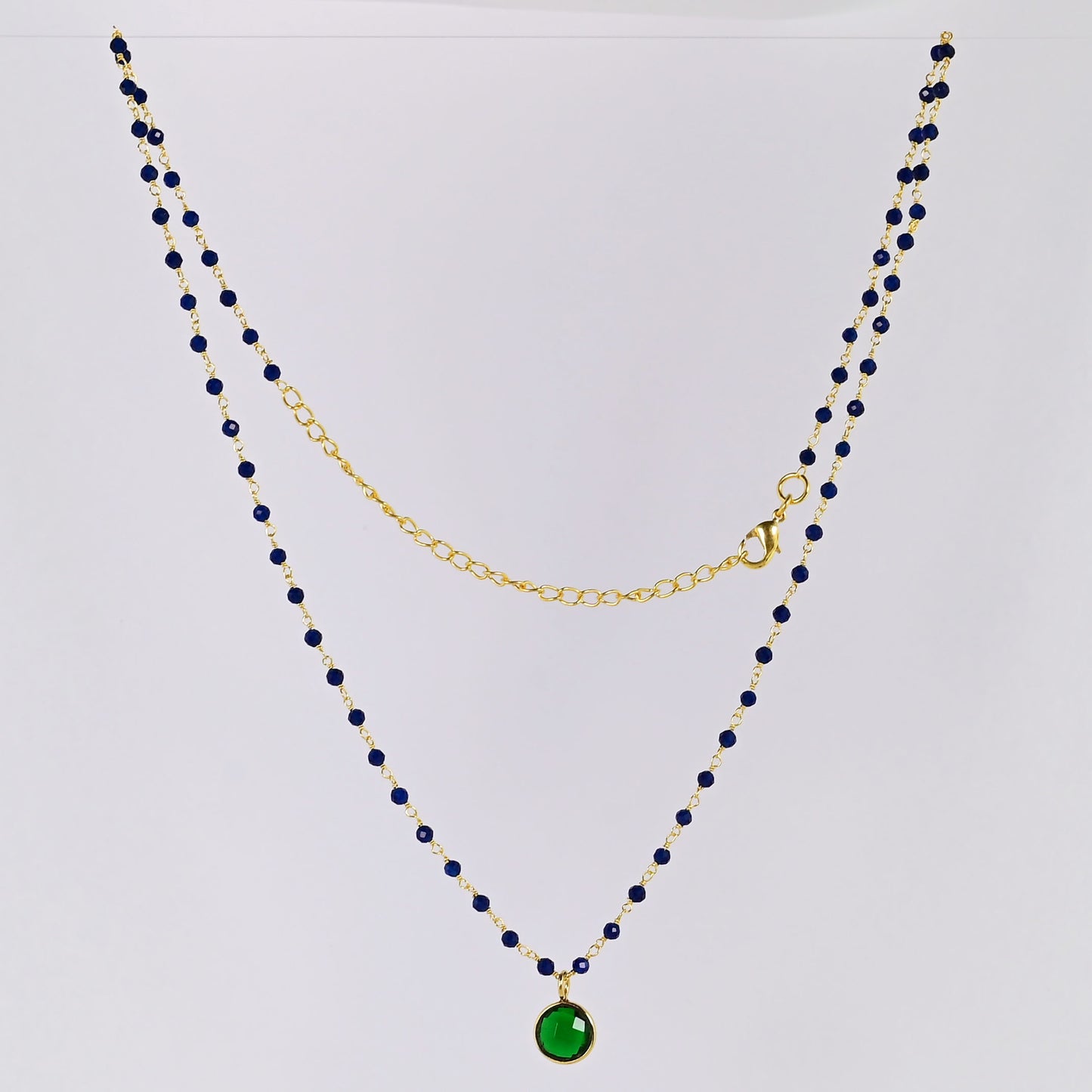 Euro Gold Assorted Gemstones 45 cm plus 5 cm extender chain Necklace A1.