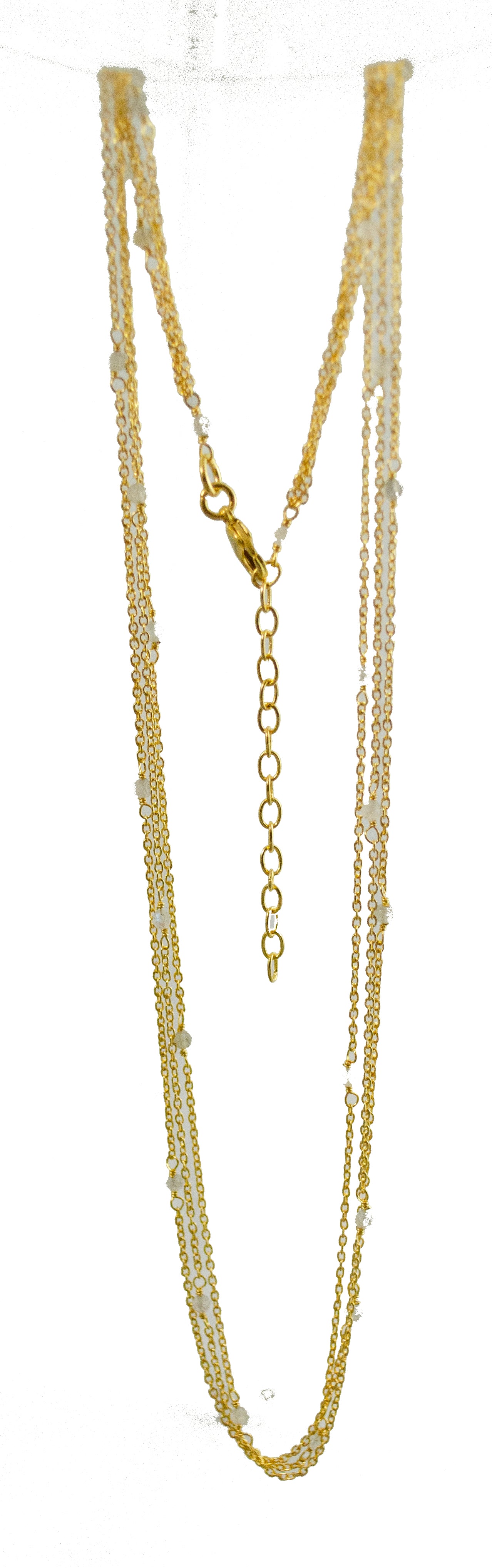 3mm Gemstones on gold 45 cm Chain Necklace A50