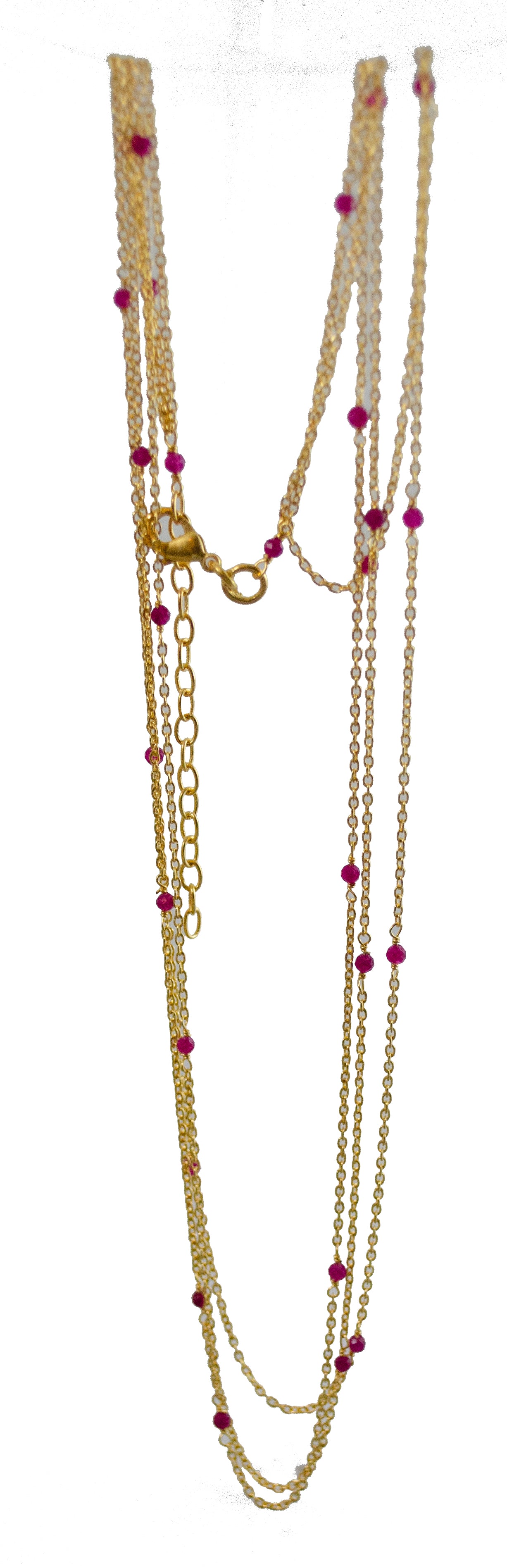 3mm Gemstones on gold 45 cm Chain Necklace A50