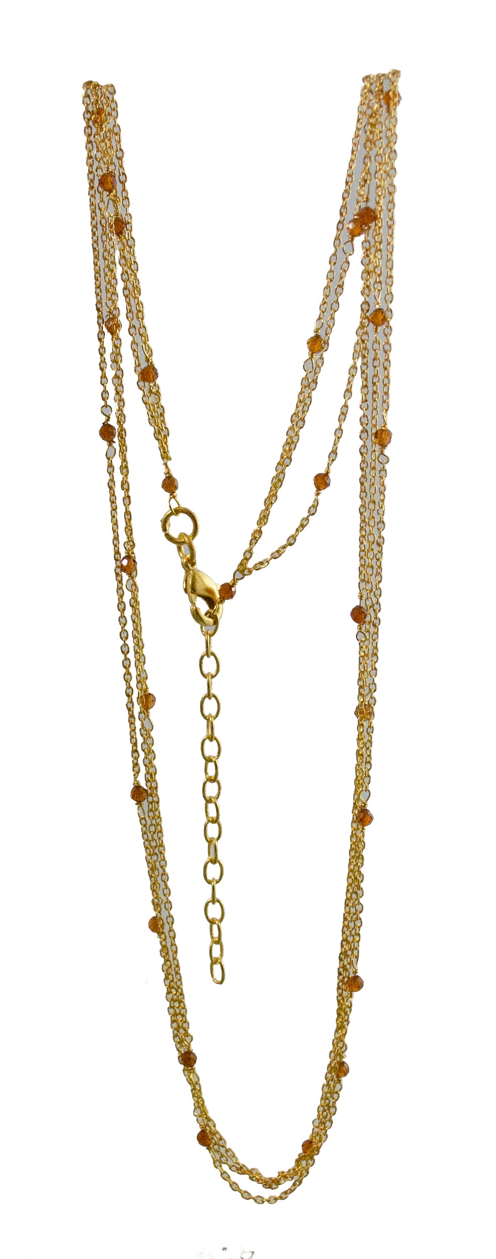 3mm Gemstones on gold 45 cm Chain Necklace A50