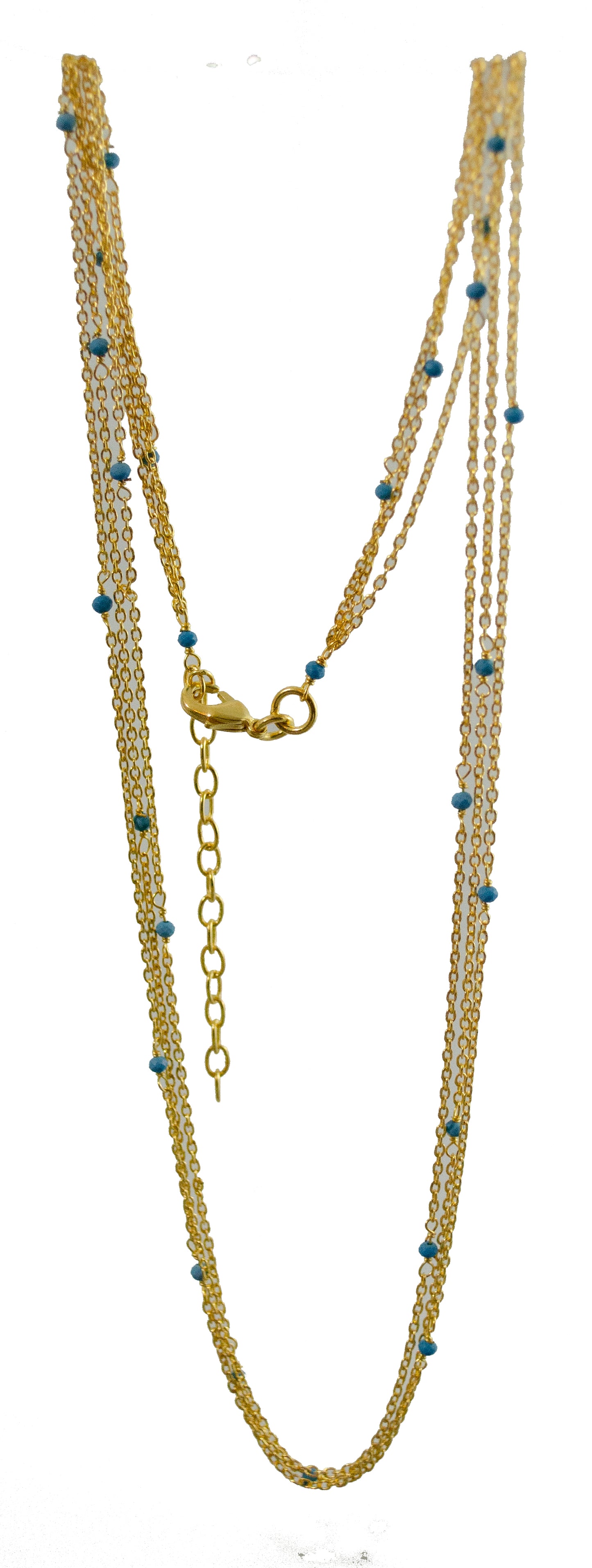 3mm Gemstones on gold 45 cm Chain Necklace A50