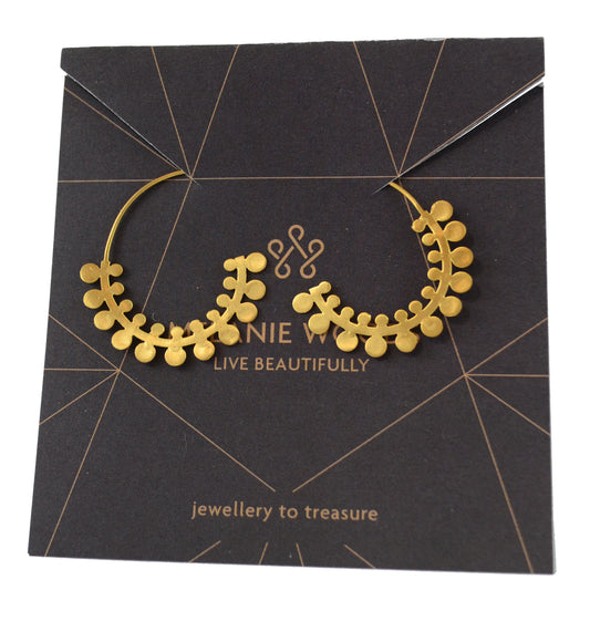 Euro Gold Fern Hoop Earrings B39