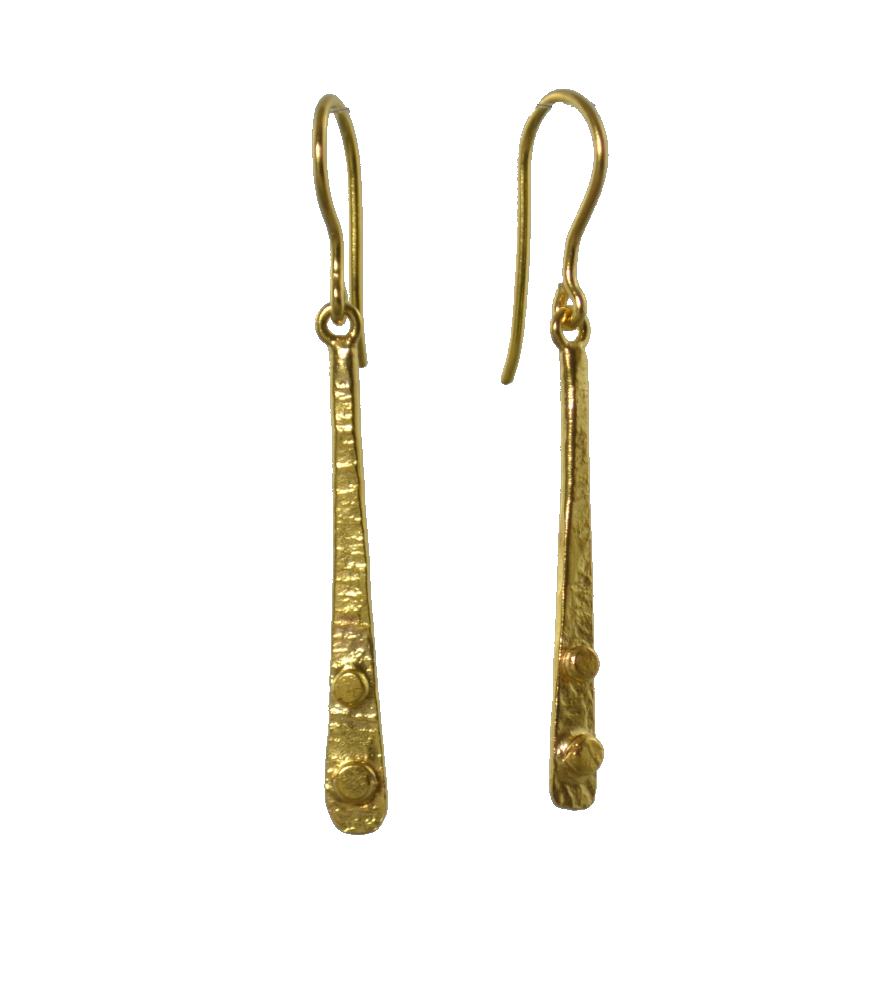 Euro Gold motif long hook Earrings B50