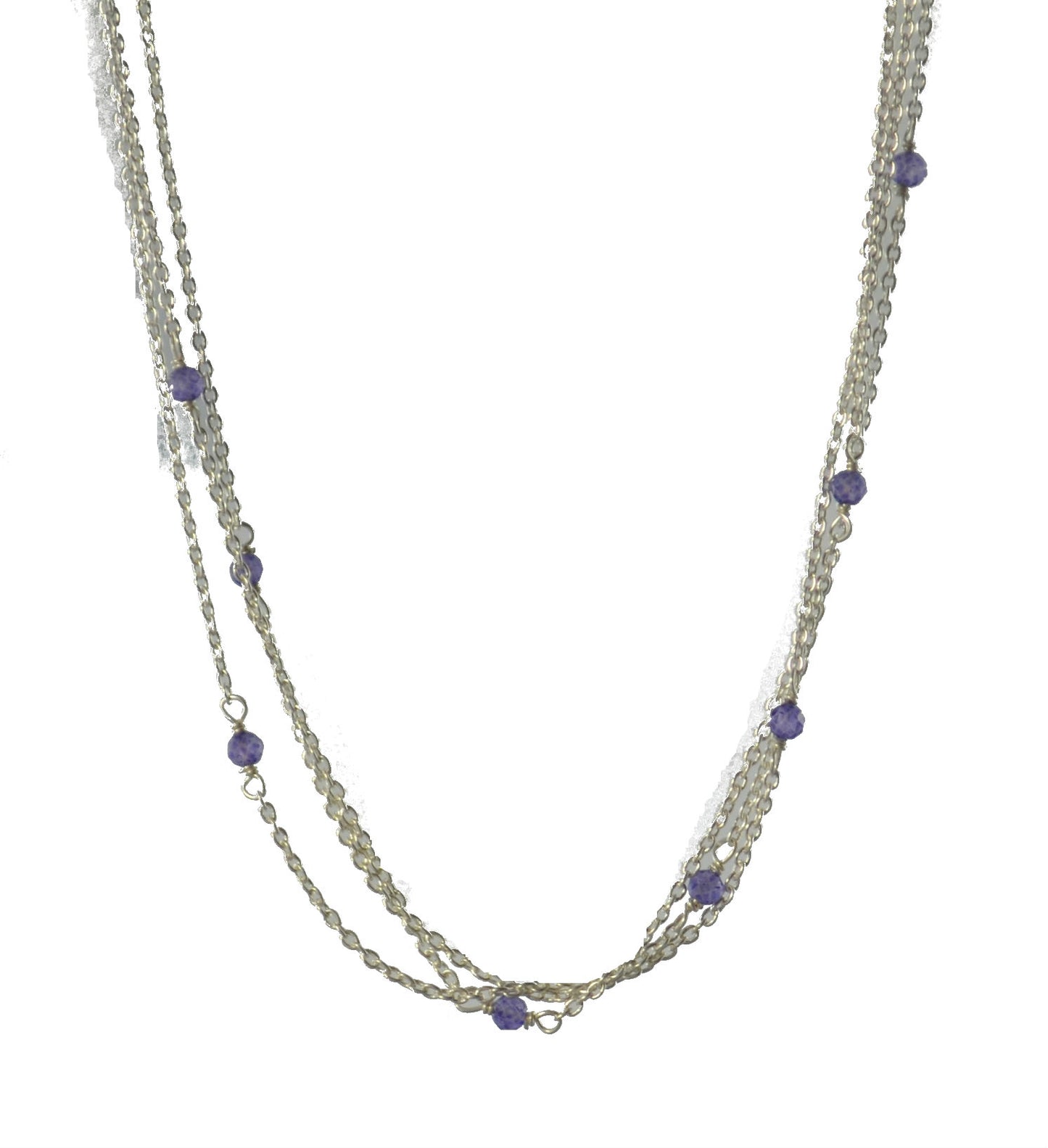 3mm Gemstones on gold 45 cm Chain Necklace A50