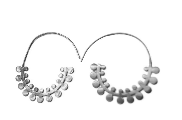 Euro Silver Fern Hoop Earrings C39