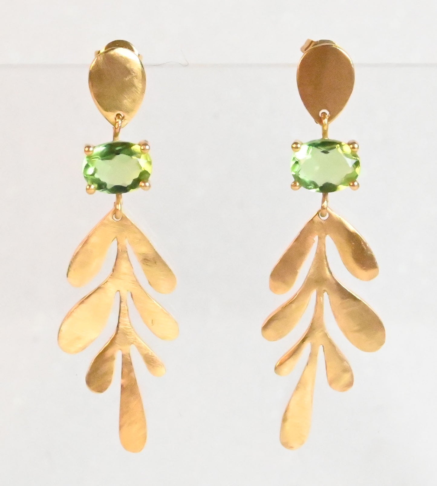 Euro Gold Leaf Earrings- Assorted Gemstones A12