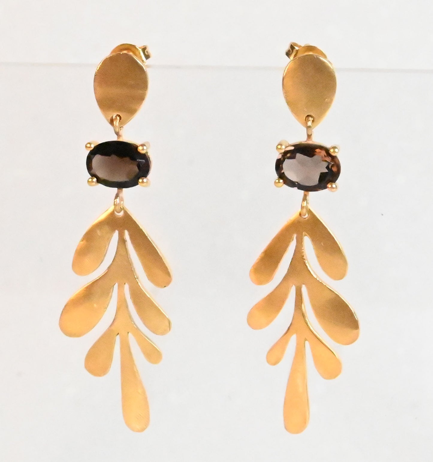 Euro Gold Leaf Earrings- Assorted Gemstones A12