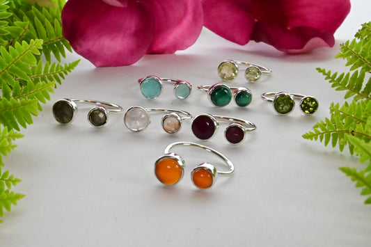 Open size gemstone ring Multiple stone options IARS217 Lux