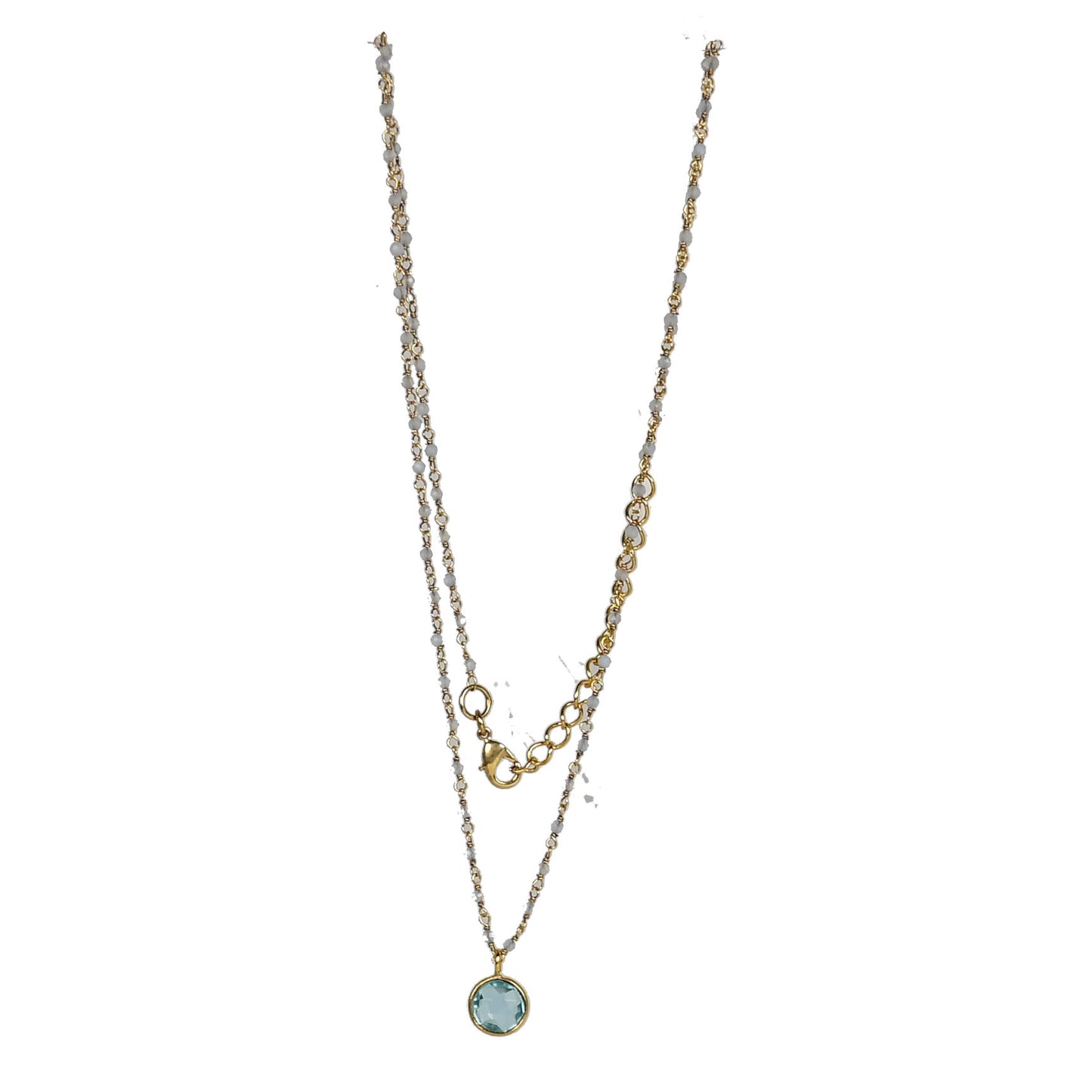 Euro Gold Assorted Gemstones 45 cm plus 5 cm extender chain Necklace A1.
