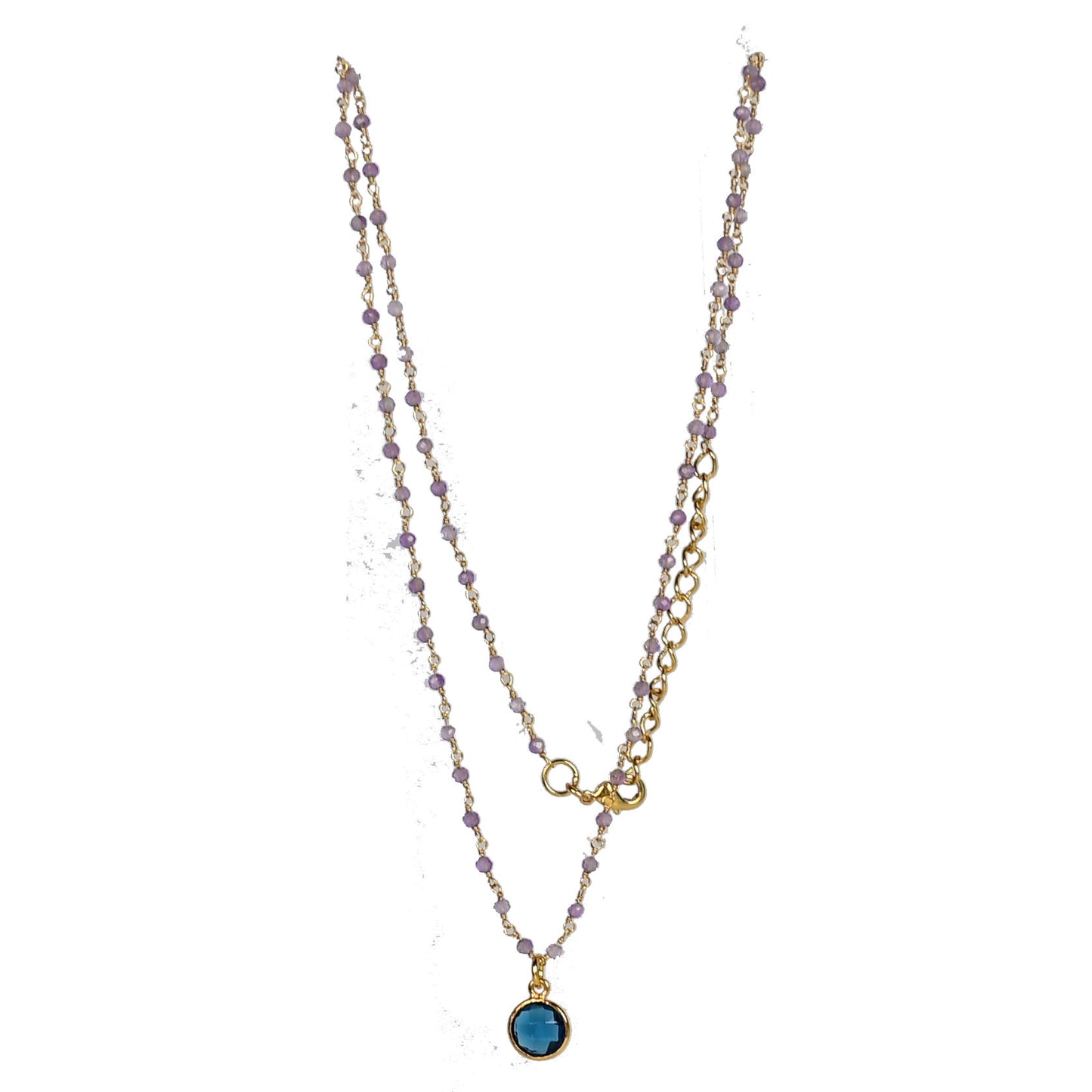 Euro Gold Assorted Gemstones 45 cm plus 5 cm extender chain Necklace A1.