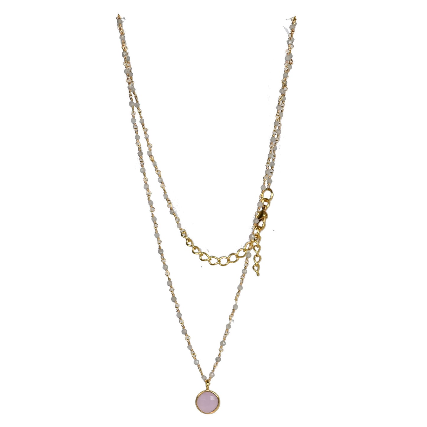 Euro Gold Assorted Gemstones 45 cm plus 5 cm extender chain Necklace A1.