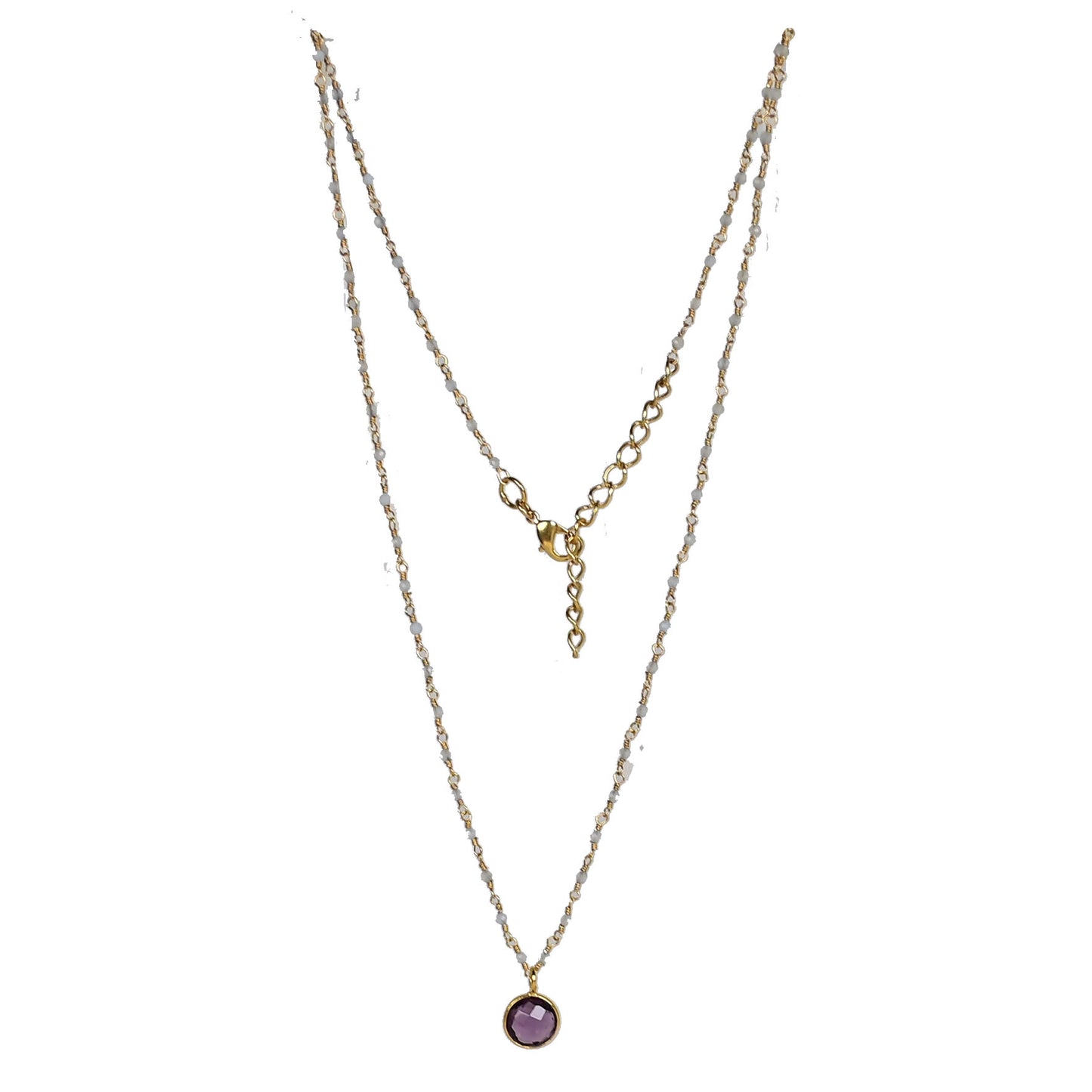 Euro Gold Assorted Gemstones 45 cm plus 5 cm extender chain Necklace A1.