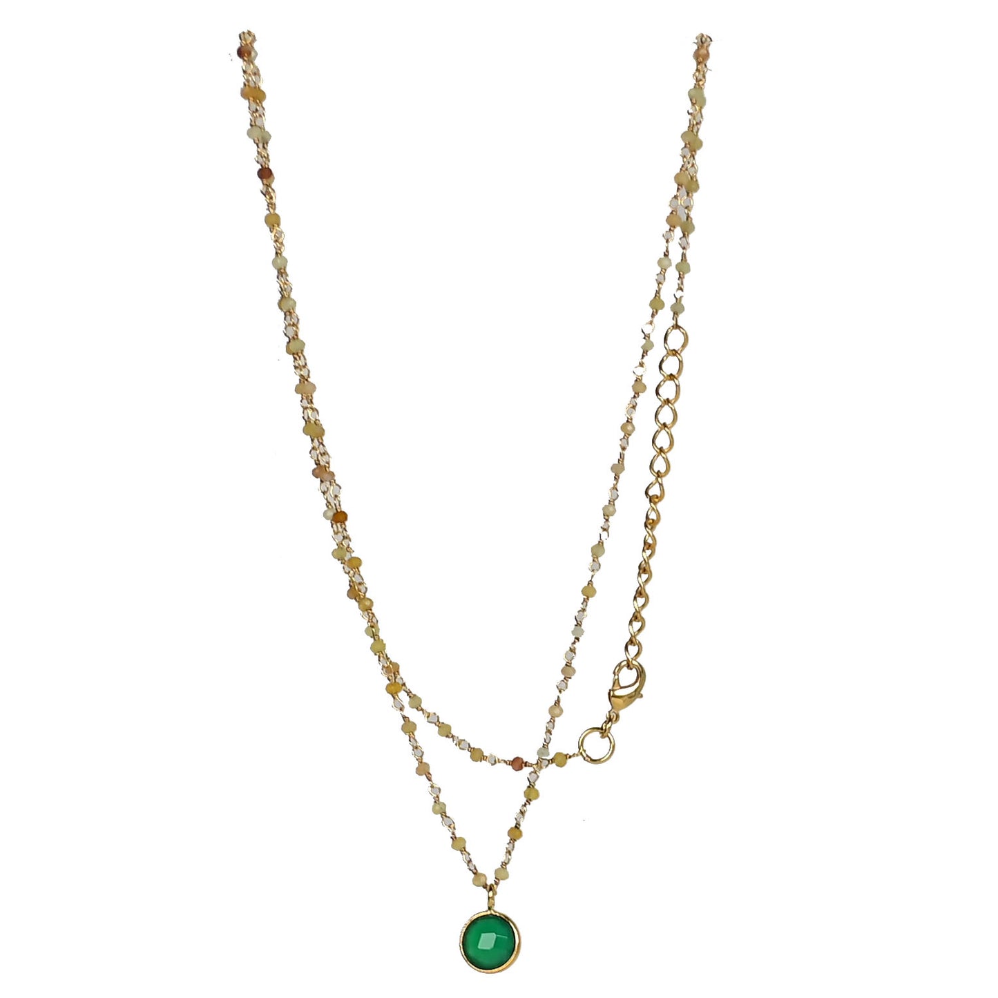 Euro Gold Assorted Gemstones 45 cm plus 5 cm extender chain Necklace A1.