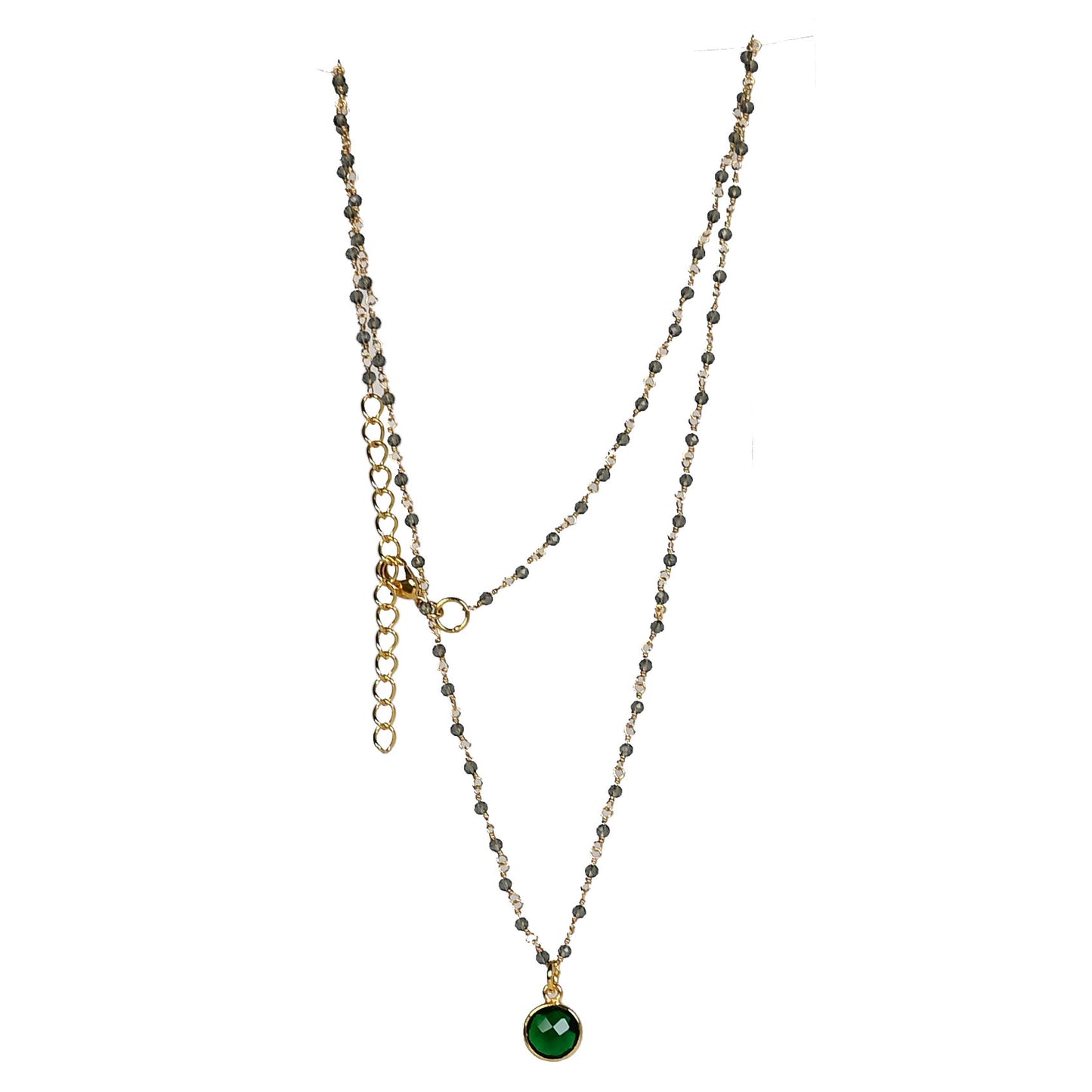 Euro Gold Assorted Gemstones 45 cm plus 5 cm extender chain Necklace A1.