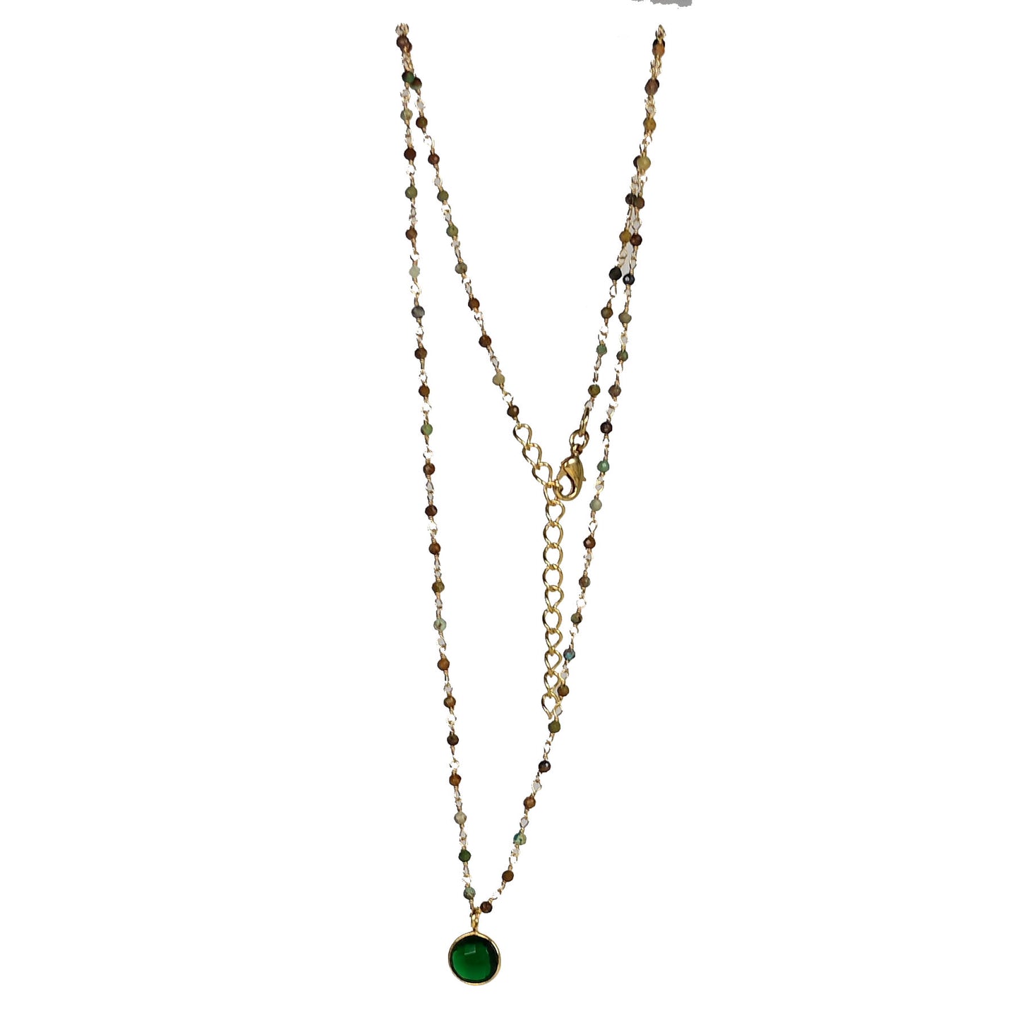Euro Gold Assorted Gemstones 45 cm plus 5 cm extender chain Necklace A1.