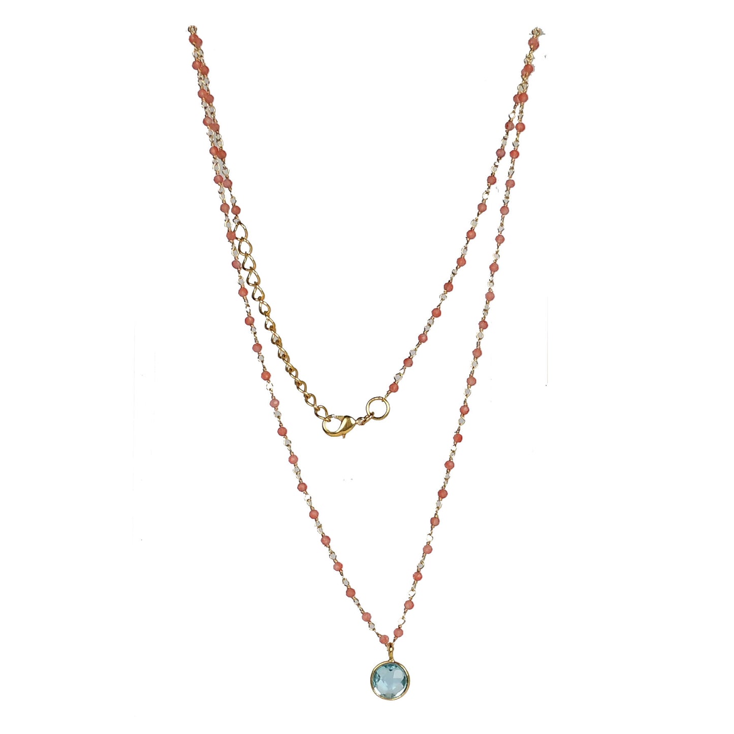 Euro Gold Assorted Gemstones 45 cm plus 5 cm extender chain Necklace A1.
