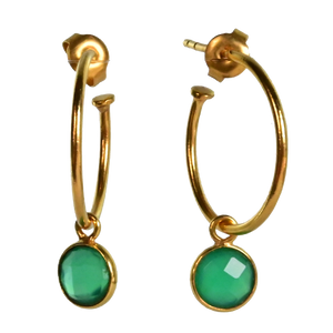Euro Gold Gem Hoop Earrings A9B multi gems available