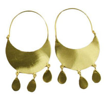 Euro Gold Crescent Tassel Hoop Earrings B16