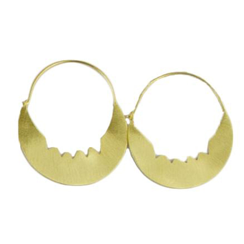 Euro Gold Edgy Hoop Earrings B8