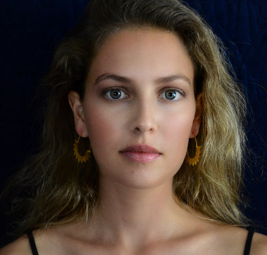 Euro Gold Jagged Hoop Earrings B28