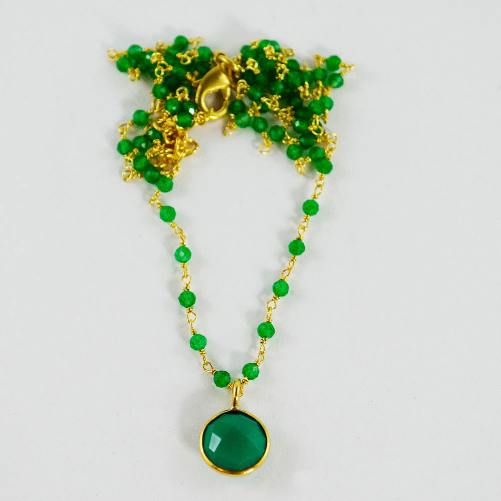 Euro Gold Assorted Gemstones 45 cm plus 5 cm extender chain Necklace A1.