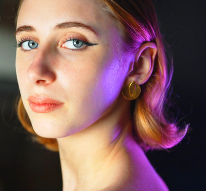 Euro Gold Round Marquis Stud Earrings B3