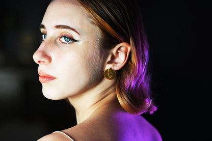 Euro Gold Round Marquis Stud Earrings B3