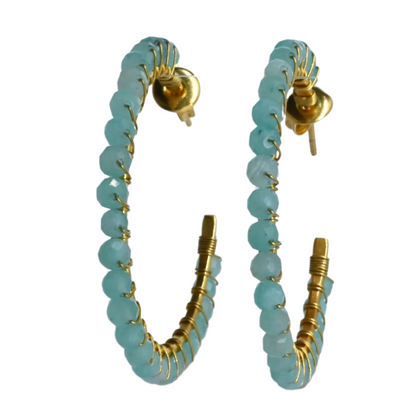 Euro Gold Gemstone Stud Earrings-A38