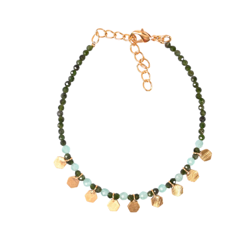 Euro Gold beaded  bracelet with gems- A352