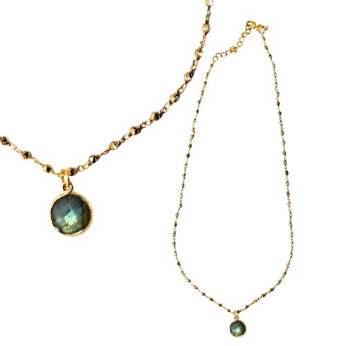 New ! Euro Gold 45 cm Gemstone Chain Necklace A1