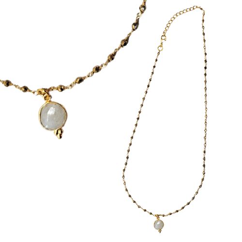 New ! Euro Gold 45 cm Gemstone Chain Necklace A1