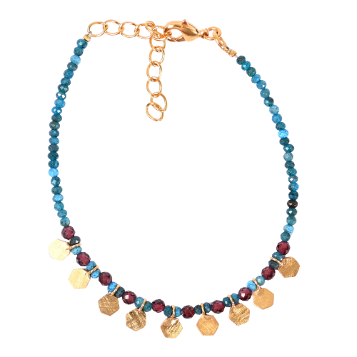 Euro Gold beaded  bracelet with gems- A352