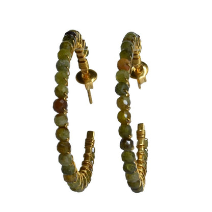 Euro Gold Gemstone Stud Earrings-A38