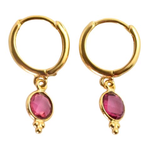 Euro Gold Gemstone Huggies A9b