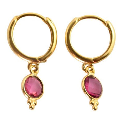 Euro Gold Gemstone Huggies A9b