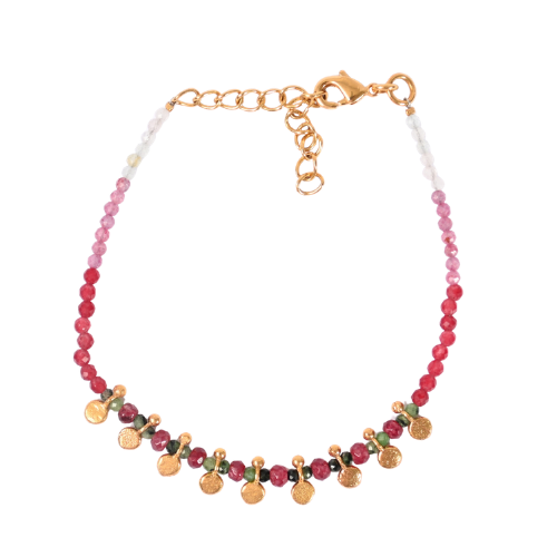Euro Gold beaded  bracelet with gems- A352