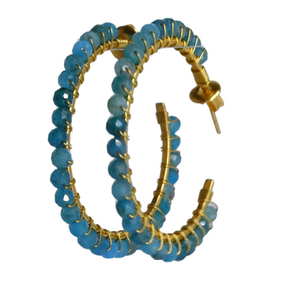 Euro Gold Gemstone Stud Earrings-A38