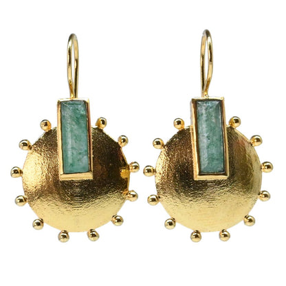 Euro Gold Gemstone Earrings- A228