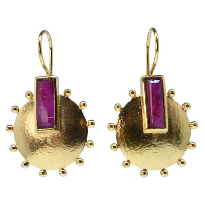 Euro Gold Gemstone Earrings- A228