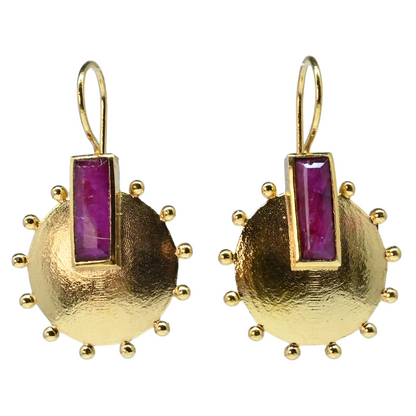 Euro Gold Gemstone Earrings- A228