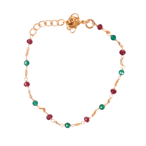 Euro Gold Chain  Bracelet with Pearls and Gems A1GB
