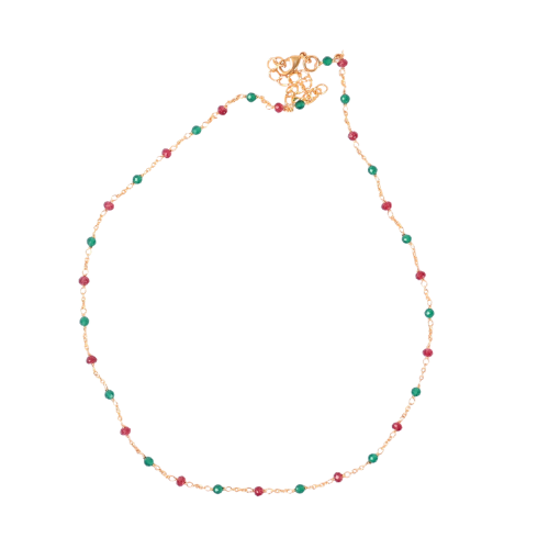 Euro Gold beaded  Necklace with gems- A368