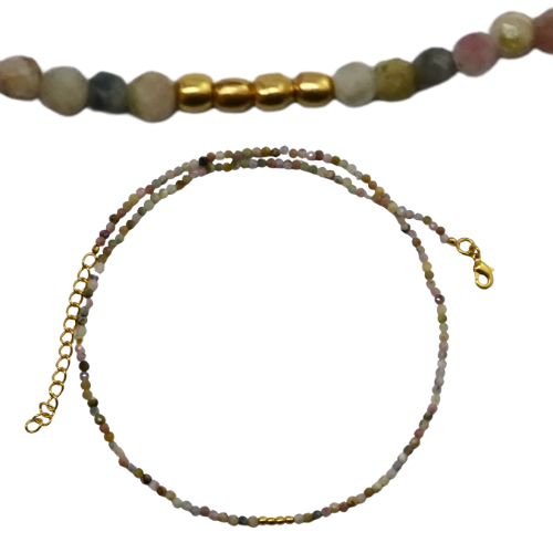 Euro gold feature on a Gemstone necklace A1G