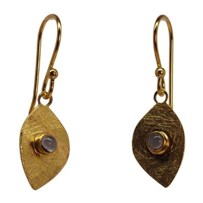 Euro Gold Gemstone Drop Earrings-A318