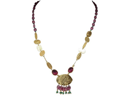 Euro Gold Gemstone Necklace 50 cm  A326