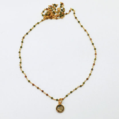 Euro Gold  Assorted Gemstones 45 cm plus 5 cm extender chain Necklace A1.