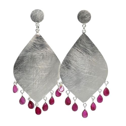 Euro Silver Gemstone Marquis Earrings- CA323